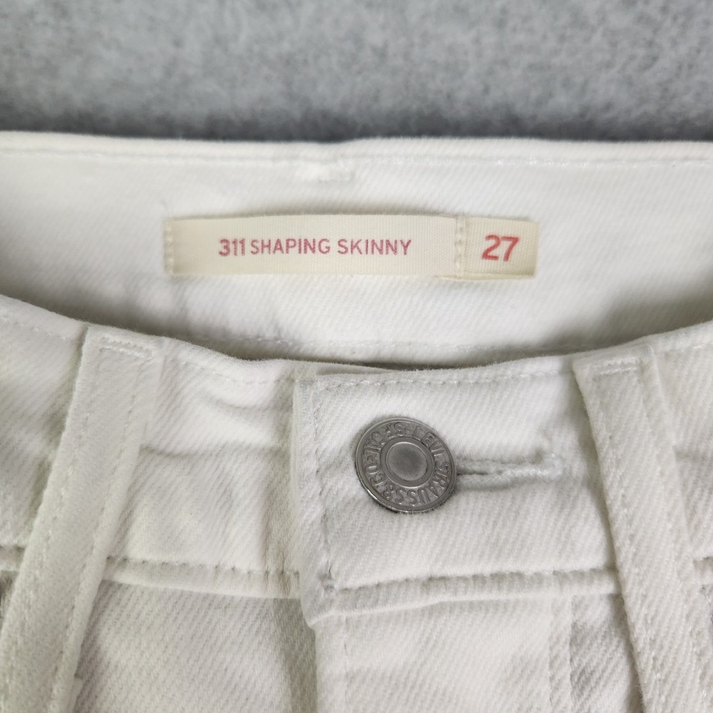 Levi's 311 Shaping Jeans Womens 27x30 White Denim Stretch Flattering Skinny Leg - Picture 3 of 13